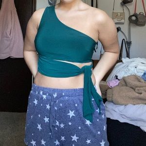 one shoulder tie top
